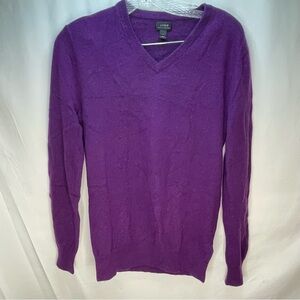 100% Italian cashmere J.Crew purple knit sweater XS luxury formal casual preppy